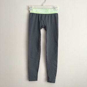 Gymshark Womens Seamless Leggings Size XS Banded Gym Gray Green Athletic